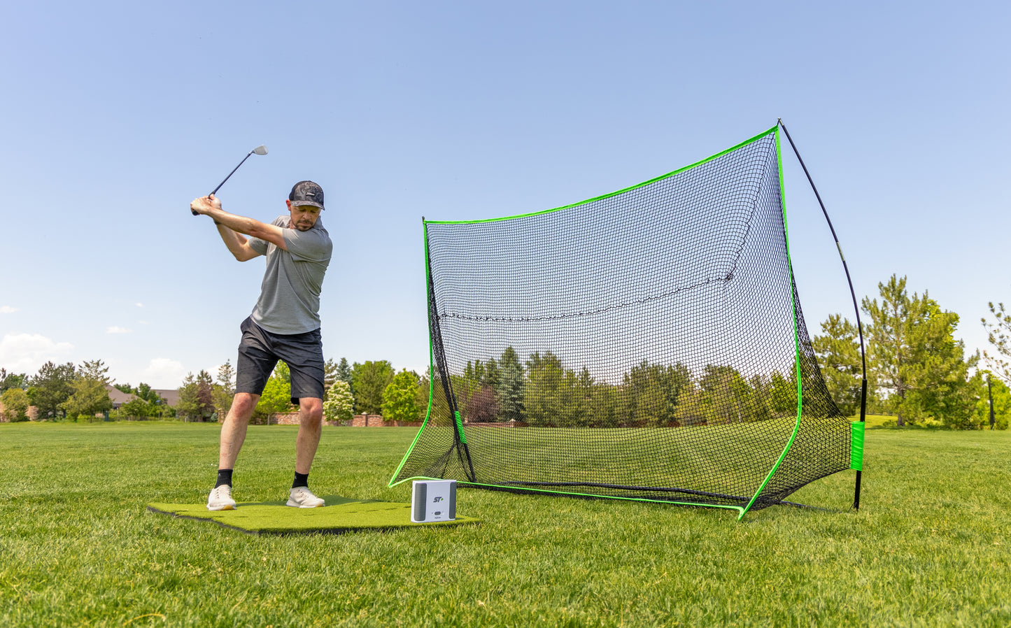 SKYTRAK+ Portable Golf Sim Studio – Indoor & Outdoor Practice Package