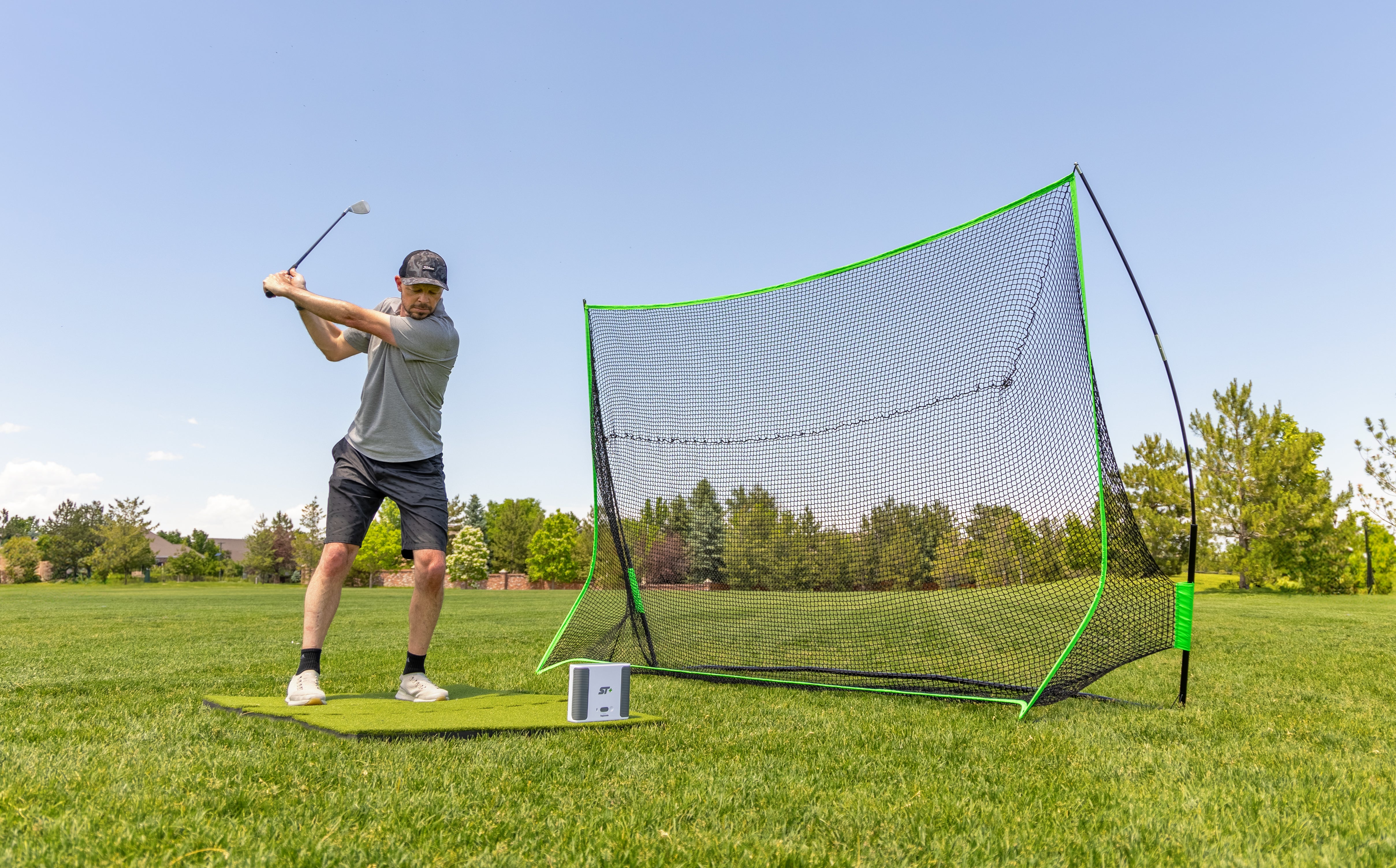 SkyTrak+ Portable Golf Simulator Studio - All-in-One Home Golf Practice Package