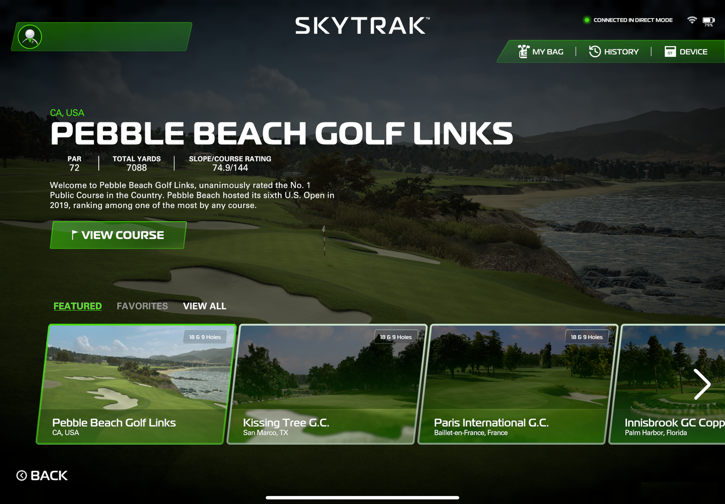 SkyTrak Course Play Golf Simulation Software – Access 31 World-Class Golf Courses (Powered by Trackman)