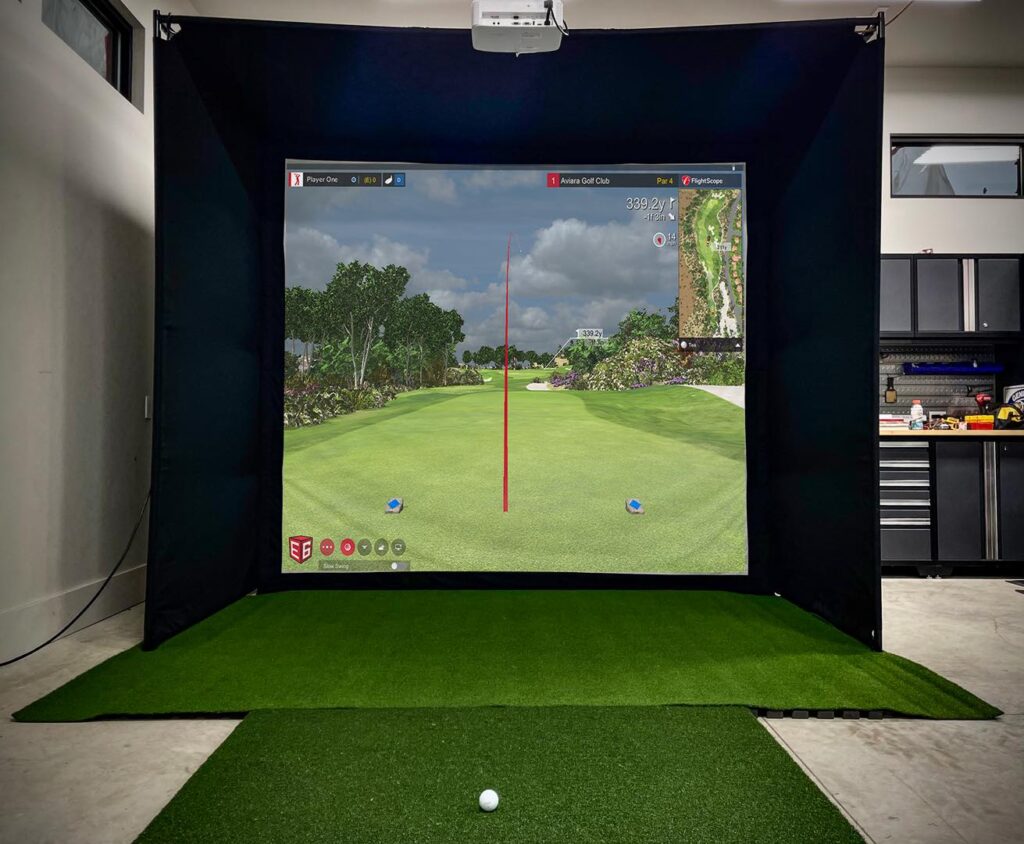 SkyTrak+ Commercial Grade Golf Simulator Impact Screen Package | 31 World-Class Courses & 4K Projector