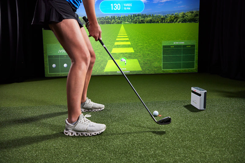 SkyTrak+ Golf Simulation Bundle with Launch Monitor, Shield, Club Data & 31 World-Class Courses