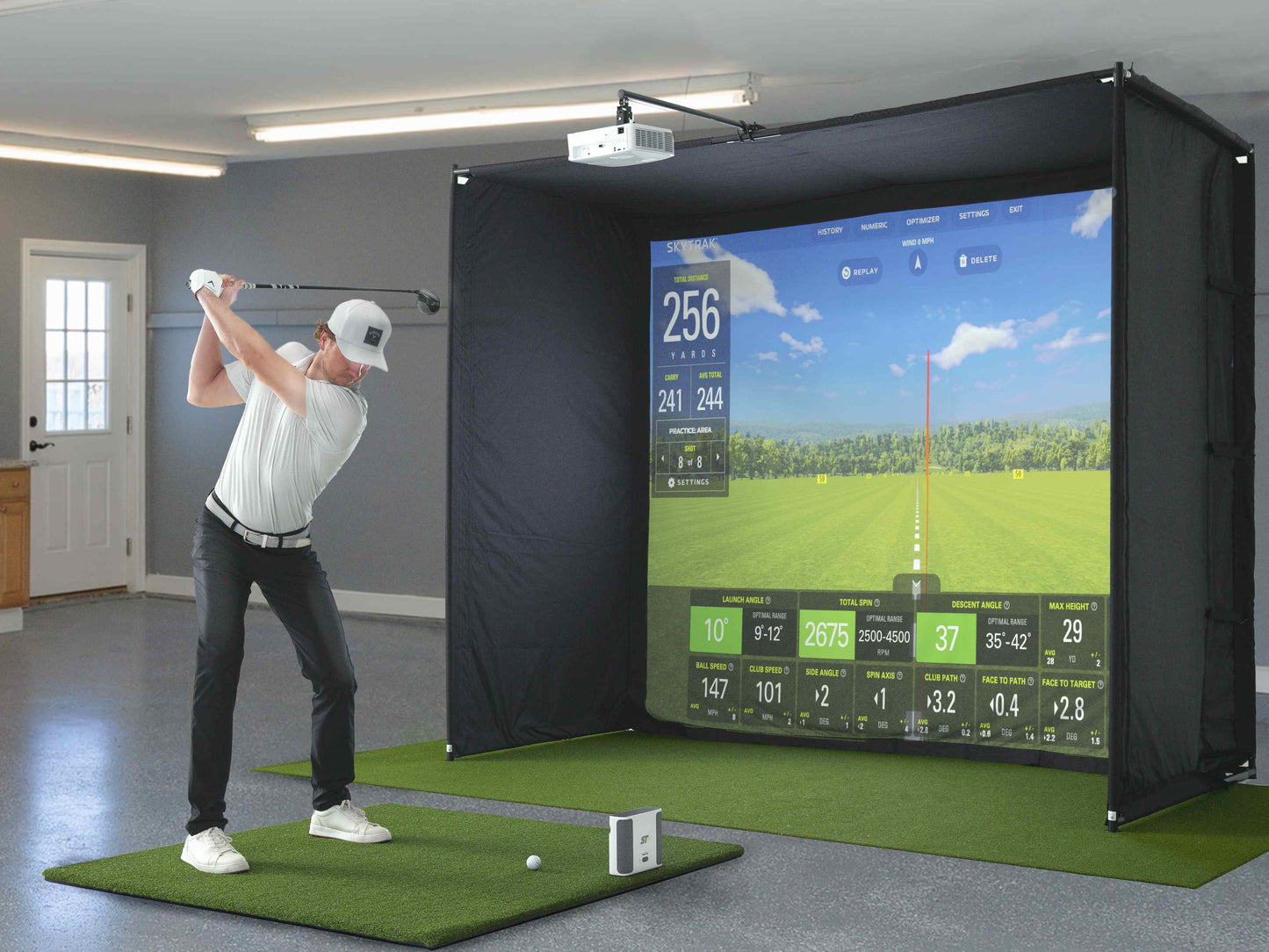 SkyTrak+ Ultimate Golf Simulator Play Package with 4K Projector & SkyTrak Course Play Software
