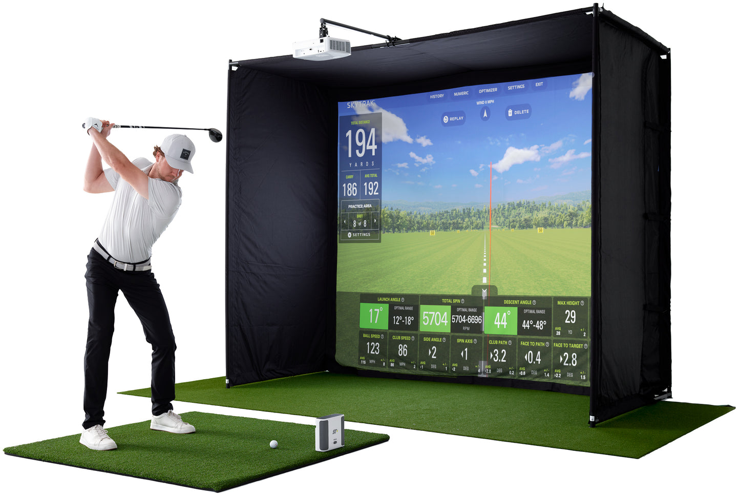 SkyTrak+ Ultimate Golf Simulator Play Package with 4K Projector & SkyTrak Course Play Software